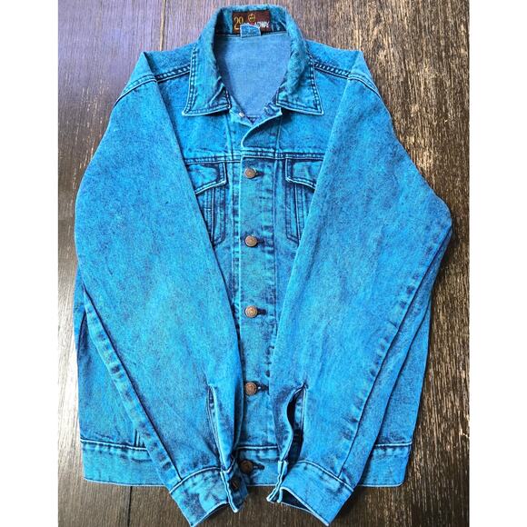 29 Nyc Broadway Size Small Womens 90's Turquoise Acid Wash Denim Jean Jacket - Picture 6 of 14